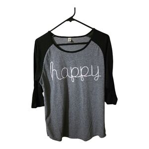 Gray and Black 'Happy' Women's Top